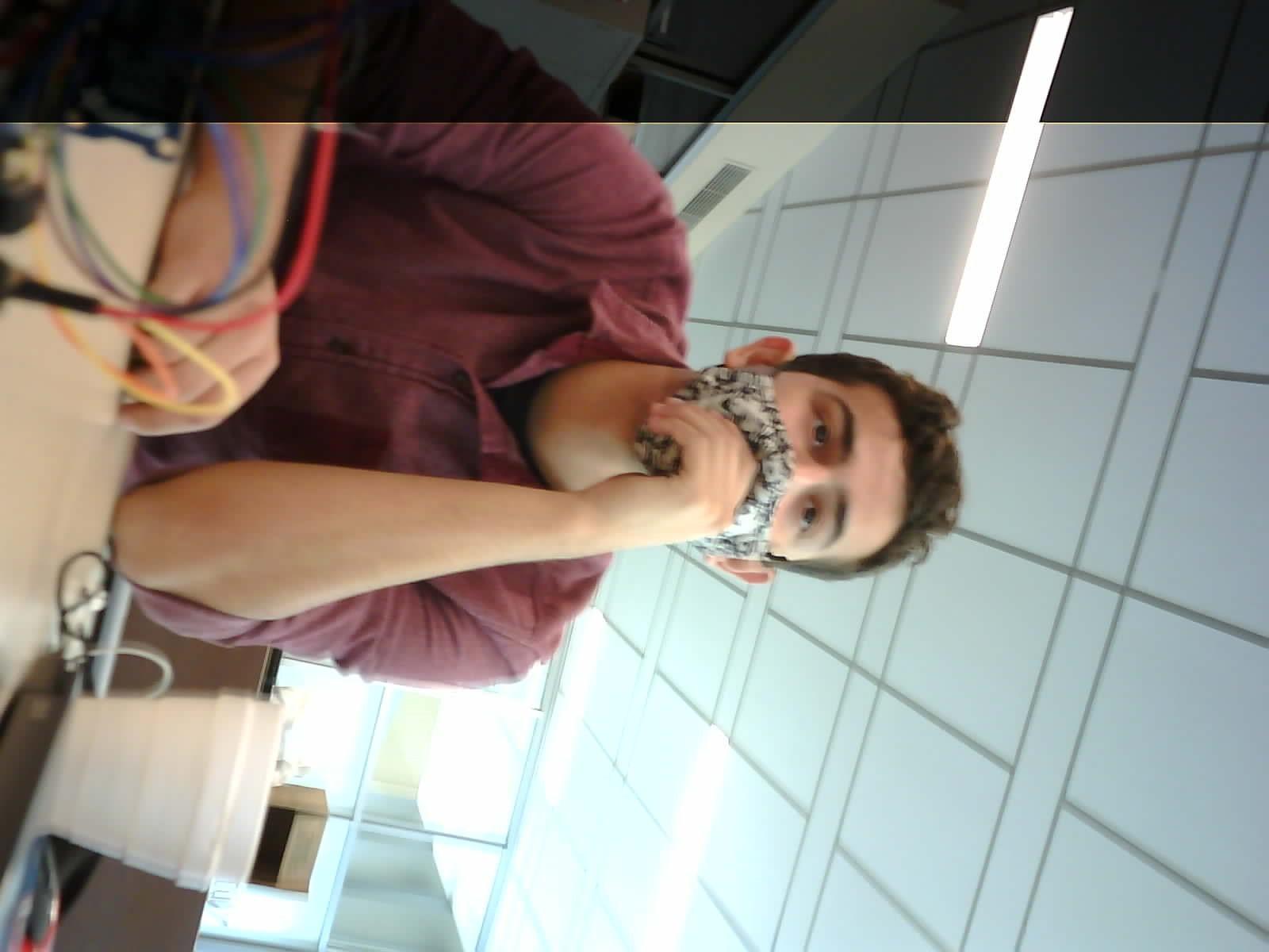 Candid of teammate while debugging the camera